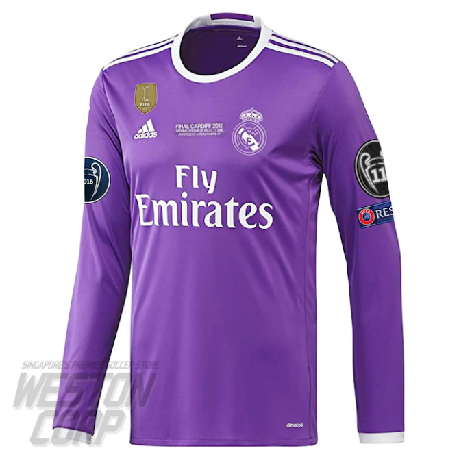 Real Madrid Away Long Sleeve Football Shirt 16/17